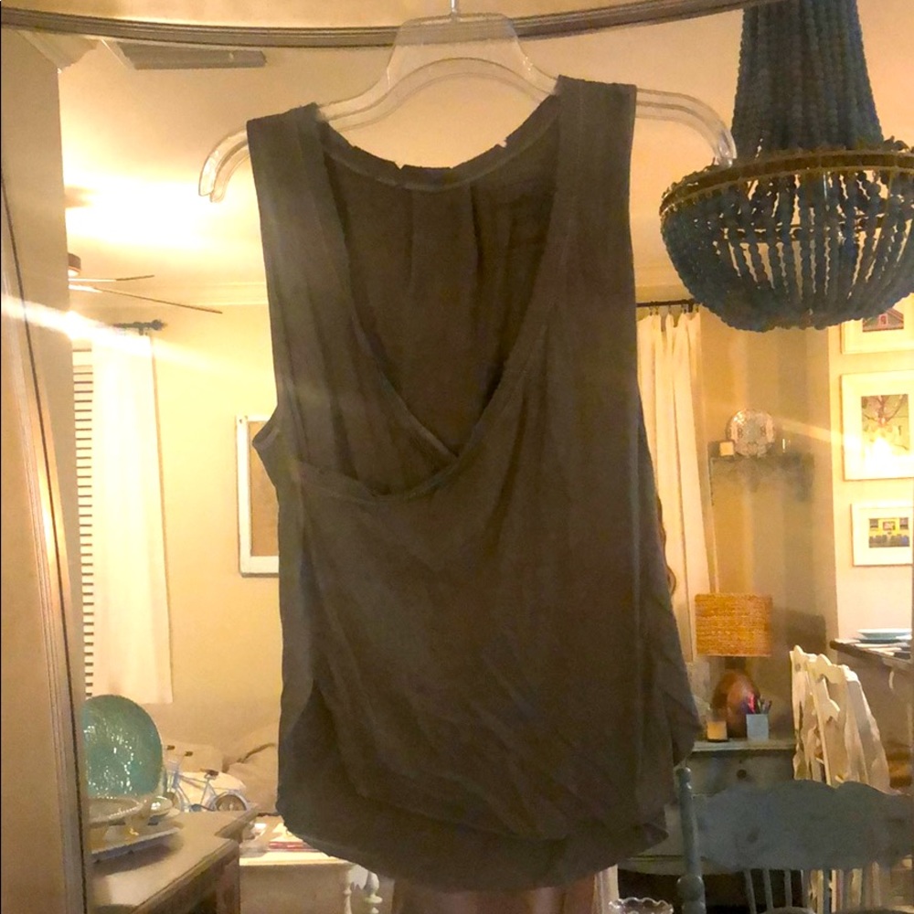 Free people distressed tank green size xs